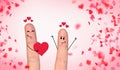 Happy finger couple in love celebrating ValentineÃ¢â¬â¢s day